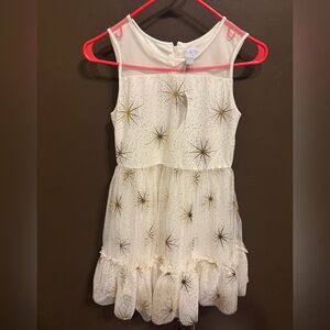 The Children's Place White Dress with Gold Starburst